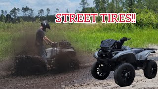 Mudding my fourwheeler on street tires Gone right [upl. by Nonnaer]