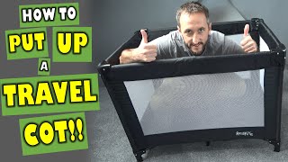 How to put UP a TRAVEL COT amp DOWN again Travel cot assembly made easy Erect a portable crib fast [upl. by Nnylyram468]