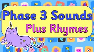 PHONICS  Phase 3 RECAP of Sounds in Order Plus Rhymes😊  Miss Ellis 💜 phase3phonics [upl. by Rieger603]