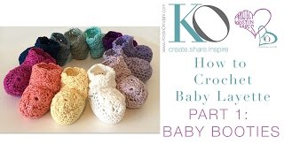 Crochet Layette Part 1 Newborn Baby Booties [upl. by Juline678]