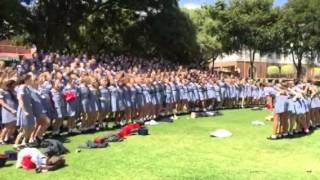 St Marys practice their school war cry ahead of the 2015 festival [upl. by Llenrac]