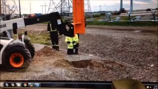 Using Vibration to Install Ground Rod with TeleHandler  Vibe Drive PoleCat vibrating post driver [upl. by Guinn94]