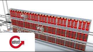 GEBHARDT Shuttle Storebiter 300 AKL ASRS Miniload [upl. by Cuttie721]