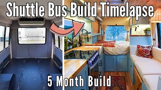 Amazing Full Shuttle Bus Build Timelapse Start to Finish Ford E350 DIY Camper Conversion vanlife [upl. by Aihtnyc]