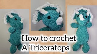 Crochet a Huggable Triceratops Plushie  FREE PATTERN [upl. by Yreneh894]