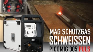 MAG Stahl Schutzgasschweißen  richtig einstellen  Inverter ewm Picomig 305 Puls [upl. by Vance891]