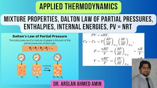 Mixture Properties Dalton Law of Partial Pressures Enthalpies Internal Energies PV  nRT [upl. by Sayce]