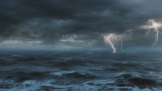 Thunderstorm At Sea Sounds For Sleeping Relaxing  Thunder Rain Ocean Sea Lightning Ambience [upl. by Tedi]