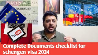 Documents checklist for Schengen tourist visa from India in 2024  Complete Schengen checklist 2024 [upl. by Qooraf]