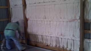 Spray foam on the garage walls [upl. by Eirehs651]