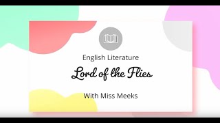 GCSE English Literature  Lord of the Flies Piggy [upl. by Amal]