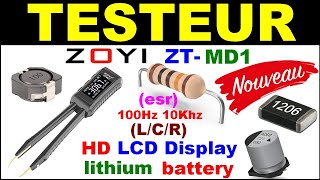 Testeur de composant électronique condensateur inductance résistance esr Zoyi ZTmd1 zotek [upl. by Attenov]