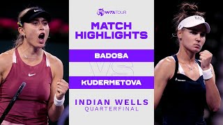 Paula Badosa vs Veronika Kudermetova  2022 Indian Wells Quarterfinal  WTA Match Highlights [upl. by Aokek]