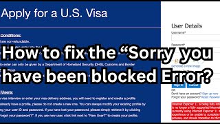 How to fix Sorry you have been blocked Error  US VISA Appointment Booking Error Solutions [upl. by Suicul]