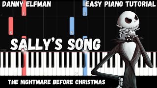 The Nightmare Before Christmas  Sallys Song Easy Piano Tutorial [upl. by Atarman]