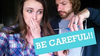 HUSBAND CUTS MY HAIR CHALLENGE  Vlog 19  04 23 2016 [upl. by Godspeed472]