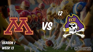 CFB 25 Online Dynasty  Minnesota vs 12 East Carolina  A Pick Six To End It [upl. by Dreyer]