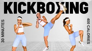 INTENSE 30 MIN KICKBOXING CARDIO WORKOUT  Burn 400 Calories  No Equipment [upl. by Aradnahc]