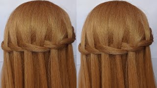 waterfall hairstyle for girls  easy waterfall hairstyle tutorial hairstyle [upl. by Perron]