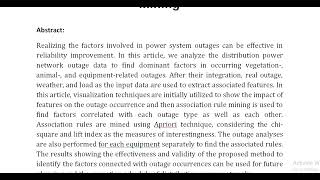 Outage Cause Detection in Power Distribution Systems Based on Data Mining [upl. by Nabois]