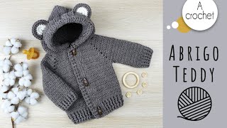 TUTORIAL como hacer un abrigo quotTeddyquot a crochet en todas las tallas [upl. by Ellatnahc]