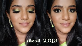 தமிழில் Diwali Makeup Tutorial on Dark brown Skin2018💚 [upl. by Maggee]