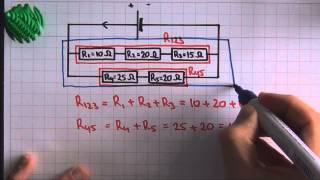 Elektriciteit vervangingsweerstand gemengde schakeling  voorbeeld  natuurkunde [upl. by Winnie]