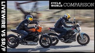 2020 HarleyDavidson LiveWire vs Zero Motorcycles SRF Premium  Motorcycle Comparison [upl. by Anyat]