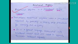 Relational Algebra  lecture72DBMS [upl. by Boswell476]