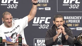 Sean Strickland REACTS to Islam Makhachev USA CHANTS amp BOOS  UFC 302 Press Conference [upl. by Arnie747]