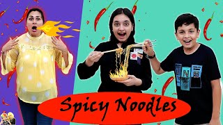 SPICY NOODLES  Family Comedy Eating Challenge  Korean Ramyun  Aayu and Pihu Show [upl. by Nelo]