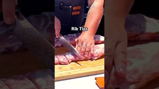 Trimming Rib Tips ribs food shorts [upl. by Ykroc]