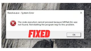 How to fix mfplatdll missing on Windows 10Windows 11  Davinci Resolve  Premiere Pro  Photoshop [upl. by Pearce558]