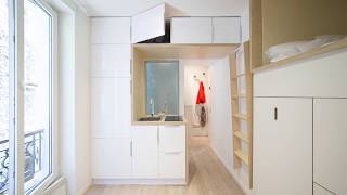 Rénovation de studio à Paris  13m² intelligemment optimisés par un architecte [upl. by Aiksas]