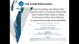 Impact Investing and Nonprofits  January 14 2016 [upl. by Yesmar]