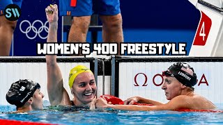 Ariarne Titmus vs Summer McIntosh vs Katie Ledecky in Womens 400 Freestyle  Paris Olympics 2024 [upl. by Eilloh]