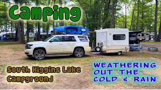 Camping SOUTH HIGGINS LAKE Michigan in a HOMEMADE CAMPER  Hardside Converted Popup Camper [upl. by Ibur]