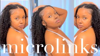 DIY Microlink Loop Extensions Kinky Curly Hair ft Y wigs this is my hair now lol [upl. by Persons142]