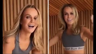 Amanda Holden shows off her agedefying figure as she jumps in sports bra for bedroom vid【News】 [upl. by Schuh5]