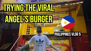 Foreigner Tries The Viral Angels Burger Quezon City Vlog [upl. by Hepsoj]