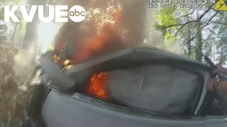 Dramatic video shows 2 roadside rescues involving car fires [upl. by Eveivenej]