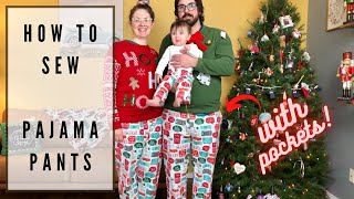 How to Sew Pajama Pants With Pockets  Beginner Sewing Tutorial [upl. by Ativla]