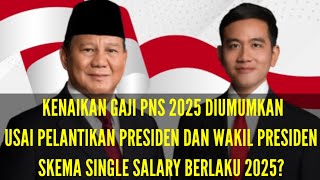 GAJI PNS NAIK USAI PRABOWO DILANTIK JADI PRESIDEN  SINGLE SALARY BERLAKU 2025 [upl. by Leicam]