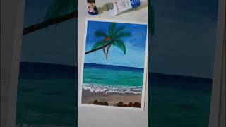 Simple beach painting for beginners artshorts painting beach [upl. by Homans]