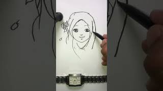 Islamic drawing sketch hijab Girl🥰 shortvideo art shortsfeed short [upl. by Yug]