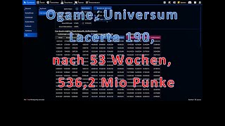 Ogame Uni Lacerta 190 nach 53 Wochen 5362 Mio Punkte [upl. by Kinny832]