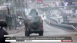 Police clash with demonstrators in Maputo Mozambique [upl. by Nimad]