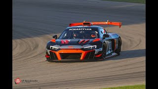 Audi R8 LMS GT2  loud V10 Sound Engine Warm Up Track Action  Sachsenring [upl. by Umeko]