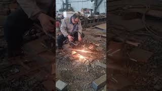 Oxyacetylene cutting flame produced by burning acetylene gas with oxygen to cut metals steel cast [upl. by Wolram]