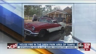 Fire in Tampa has no injuries and bystanders save vintage car from fire damage [upl. by Nahamas147]